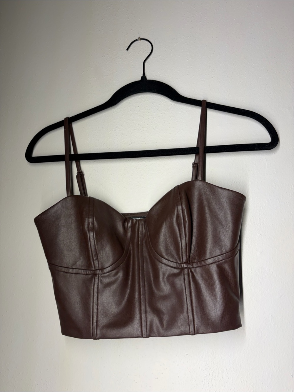 Express Brown Faux Leather Crop Cami